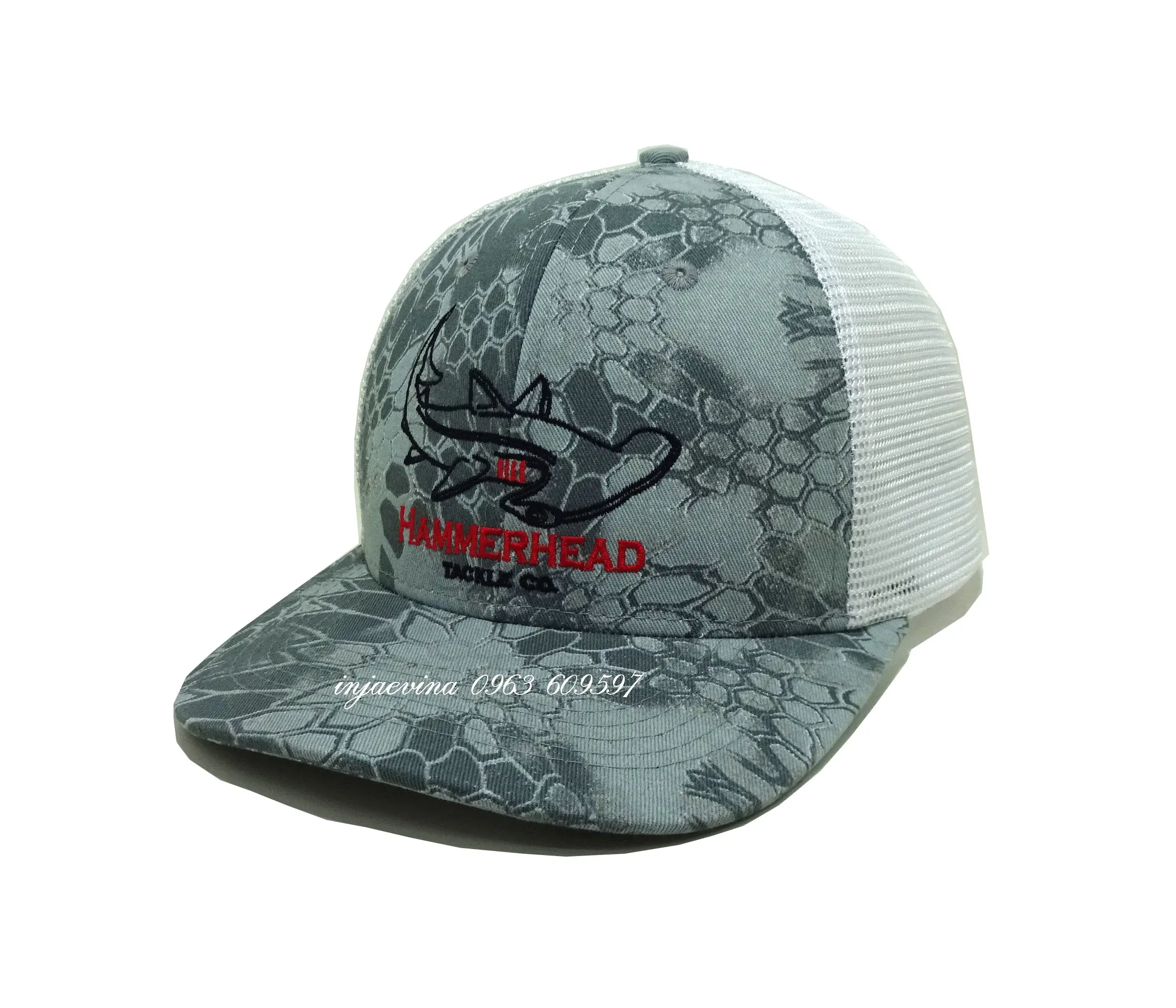 Custom Camo Printing Trucker Hat Embroidery Logo Snapback Cap for Man Vietnam Supplier Hat for Business 2