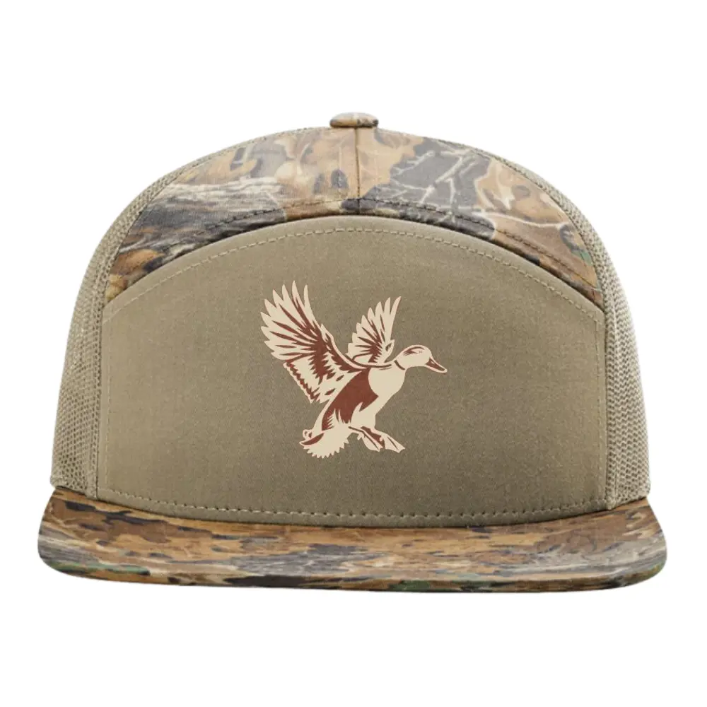 Custom Camouflage Gorras 7 Panel Trucker Hat R 168 Digital Printed Waterfowl Pattern Khaki Breathable Mesh Snapback Closure OEM 2