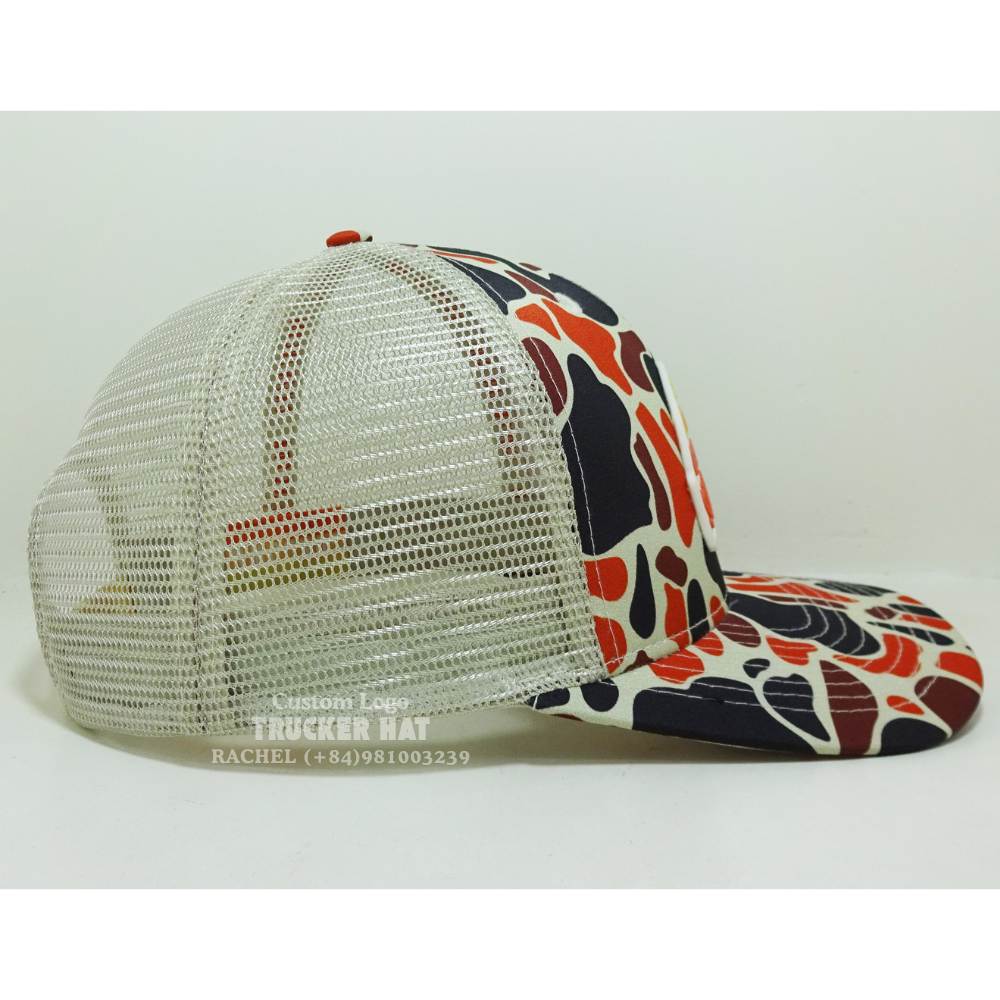 Custom Camouflage R 112 Trucker Hats 6 Panel Rubber Patch Logo Slightly Brim Private Label Inner Tapes Contrast Snapback Vietnam 5