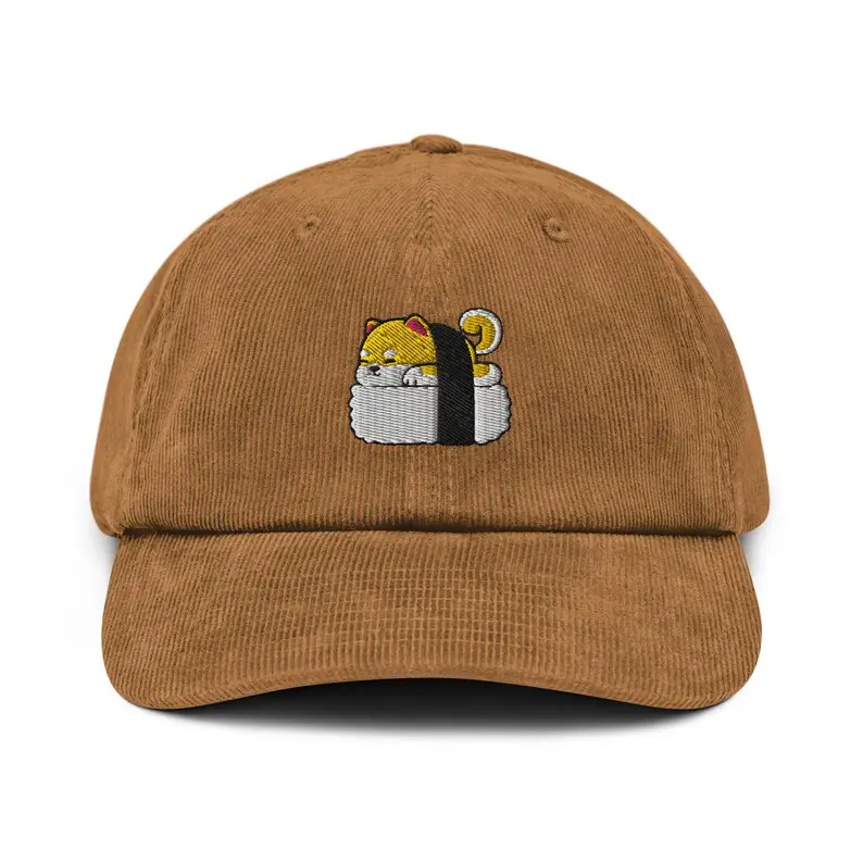 Custom Corduroy Baseball Cap Funny Dog Sushi Embroidery Vietnam Made Dad Hat Gorras For Casual Camping Unisex High Quality L01 2