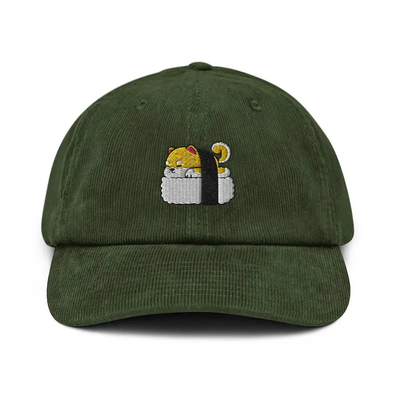 Custom Corduroy Baseball Cap Funny Dog Sushi Embroidery Vietnam Made Dad Hat Gorras For Casual Camping Unisex High Quality L01 5