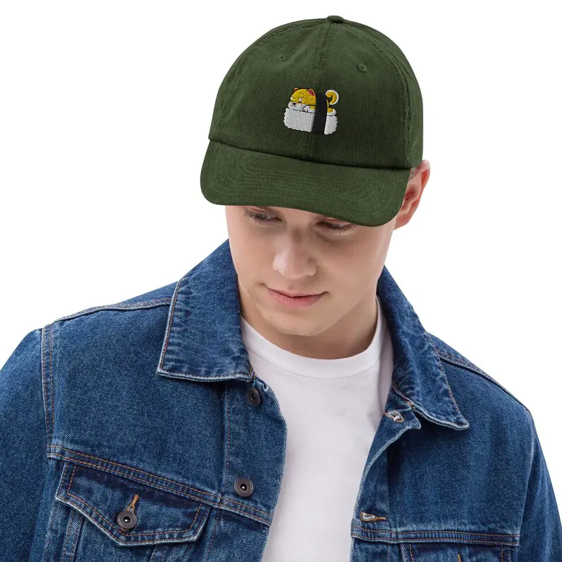 Custom Corduroy Baseball Cap Funny Dog Sushi Embroidery Vietnam Made Dad Hat Gorras For Casual Camping Unisex High Quality L01 6