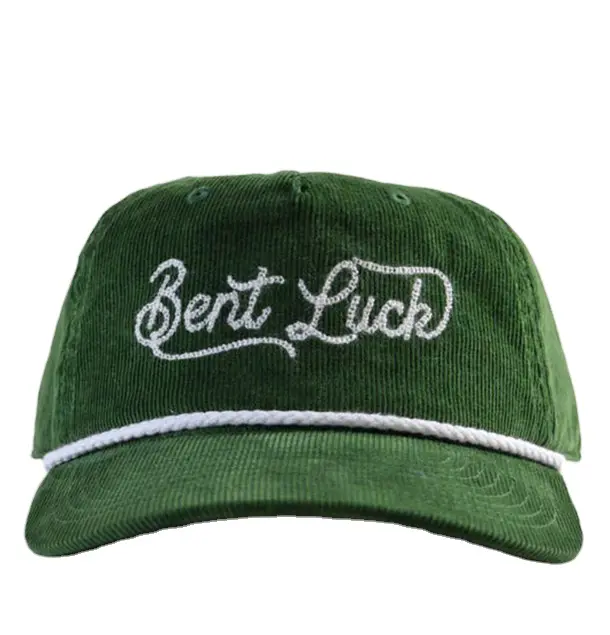Custom Corduroy Hat Embroidered Text Rope Detail Vietnam Made Baseball Cap For Men Women Casual Camping Lifestyle Promotion L1