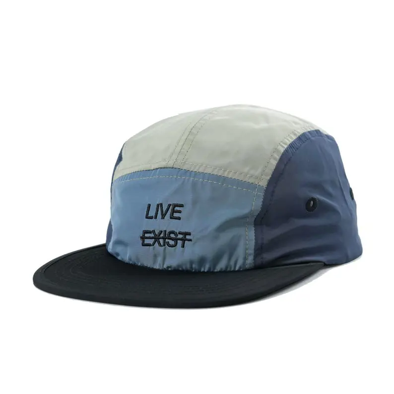 Custom Embroidered 5 Panel Plain Camper Cap Vietnam Made High Quality Flat Brim Hat For Unisex Streetwear Brand Promotion L01 1