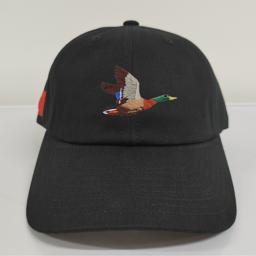 Custom Embroidered Logo Baseball Caps 6 Panel Soft Structured Mallard Pattern Black/Brown Adjustable Plastic Strapback Vietnam