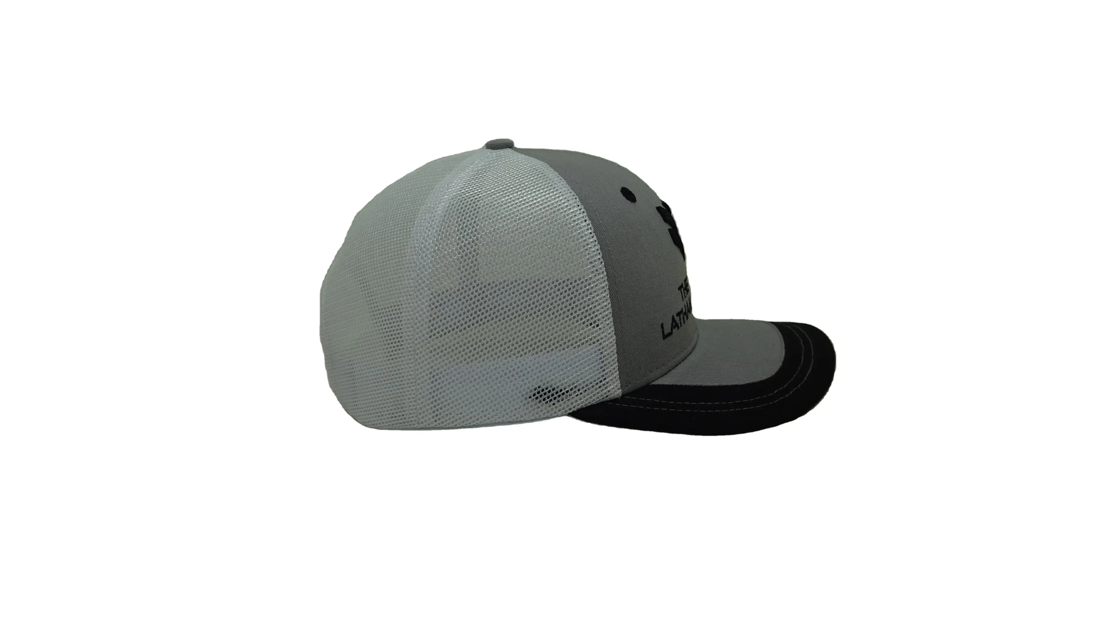 Custom Embroidery Logo Gray White With Black Fringed Trucker Hats Trucker Caps Injae Vina Vietnam Hats Factory 5