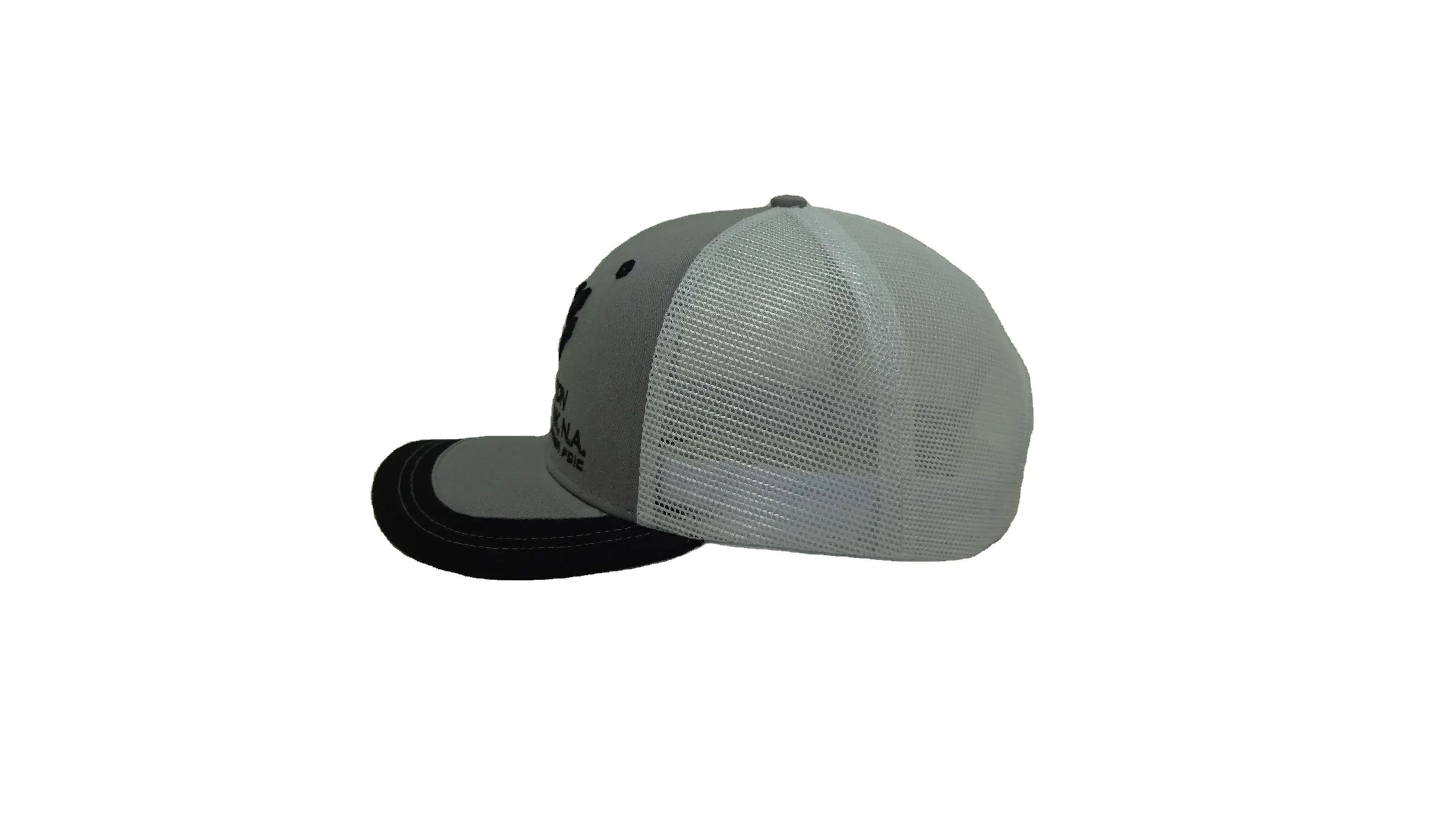 Custom Embroidery Logo Gray White With Black Fringed Trucker Hats Trucker Caps Injae Vina Vietnam Hats Factory 2