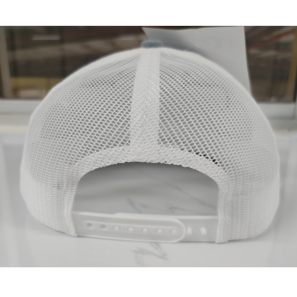 Custom Embroidery Logo Y Ri 112 6 Panel Gray White Mesh Structured Single Breasted Buckle Two Eyelet on Front Side Mixed Items 5