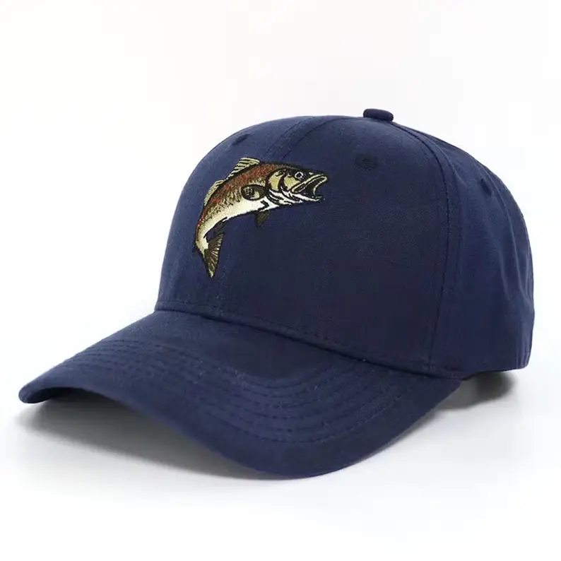 Custom Fish Embroidery Baseball Caps Adjustable Fit Vietnam Made Dad Hat Gorras Outdoor Style For Men Women Fishermen Casual  L1 3