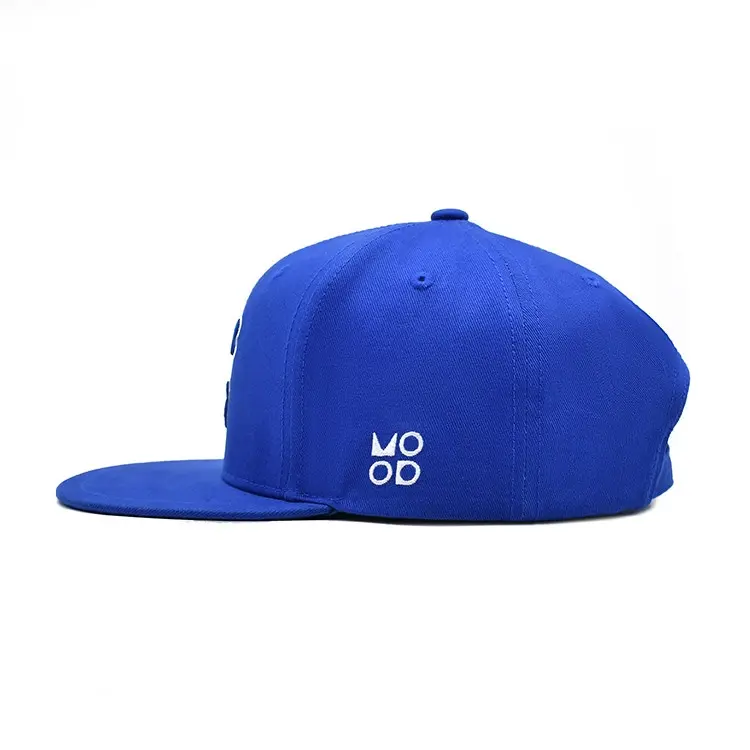 Custom Fitted Hat Structured Snapback Cap Adjustable 3D Embroidery Blue Color High Quality Medium Profile Snapback Hats Caps 3