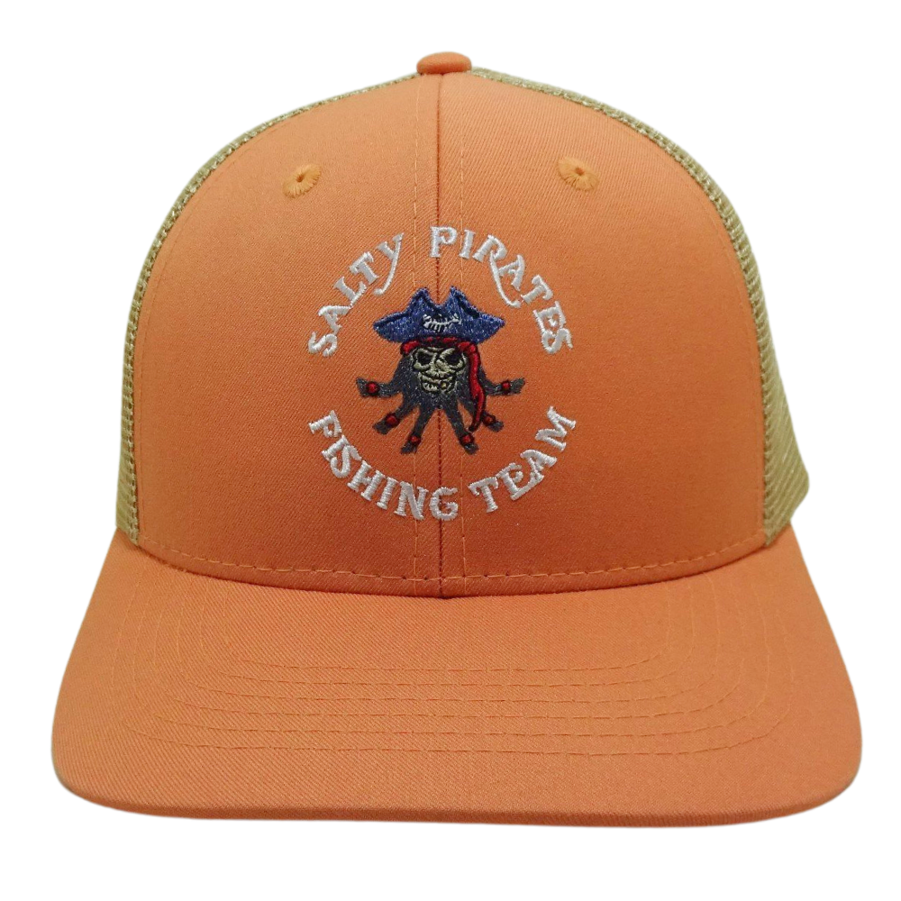 Custom Flat Embroidered 6 Panel Trucker Hat Structured Cartoon Pattern Label on Sweatband Plastic Single Breasted Buckle Unisex 2