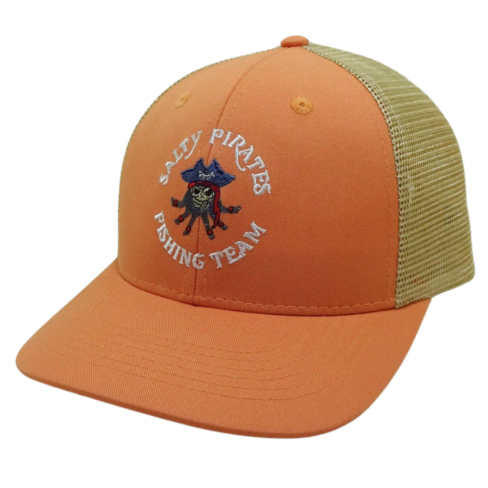 Custom Flat Embroidered 6 Panel Trucker Hat Structured Cartoon Pattern Label on Sweatband Plastic Single Breasted Buckle Unisex 3