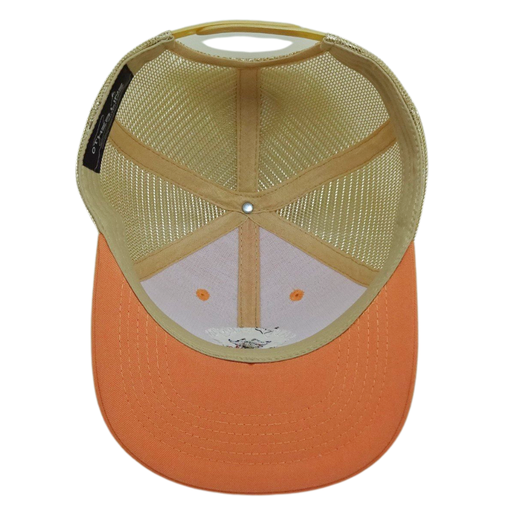 Custom Flat Embroidered 6 Panel Trucker Hat Structured Cartoon Pattern Label on Sweatband Plastic Single Breasted Buckle Unisex 6
