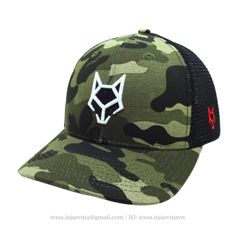 Custom High Quality 6 Panel Embroidered Camo Caps Private Logo Inner Tape Trucker Hats Vietnam OEM ODM Hat Manufacturer L01 3