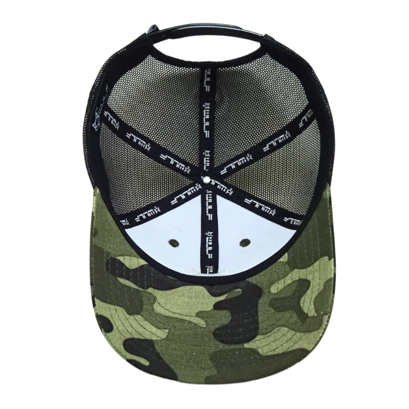 Custom High Quality 6 Panel Embroidered Camo Caps Private Logo Inner Tape Trucker Hats Vietnam OEM ODM Hat Manufacturer L01 5