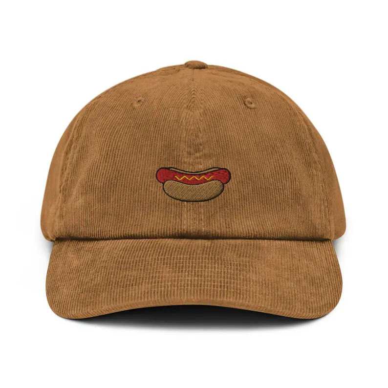 Custom Hot Dog Embroidered Corduroy Baseball Caps Vietnam Factory Dad Hat Gorras For Food Lovers Camping Casual Promotion L01 6