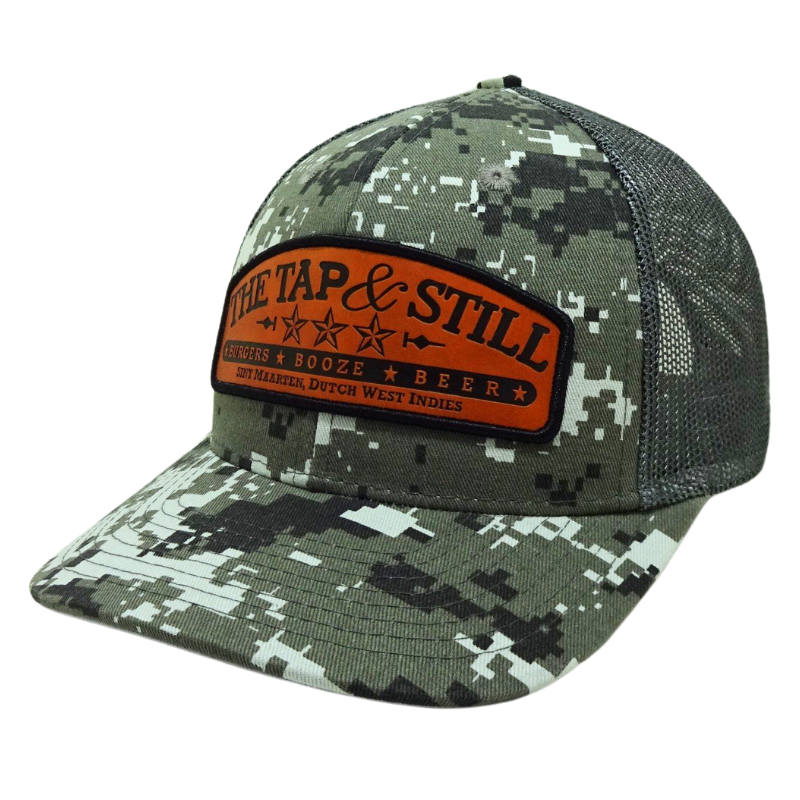 Custom Laser Leather Patch Logo Cap Camouflage Trucker Hats Streetwear Style High Quality Hat Vietnam OEM Manufacturer L01 6