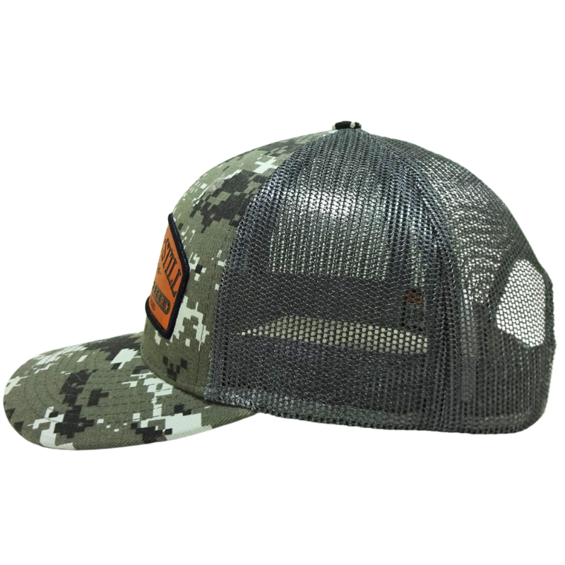 Custom Laser Leather Patch Logo Cap Camouflage Trucker Hats Streetwear Style High Quality Hat Vietnam OEM Manufacturer L01 3