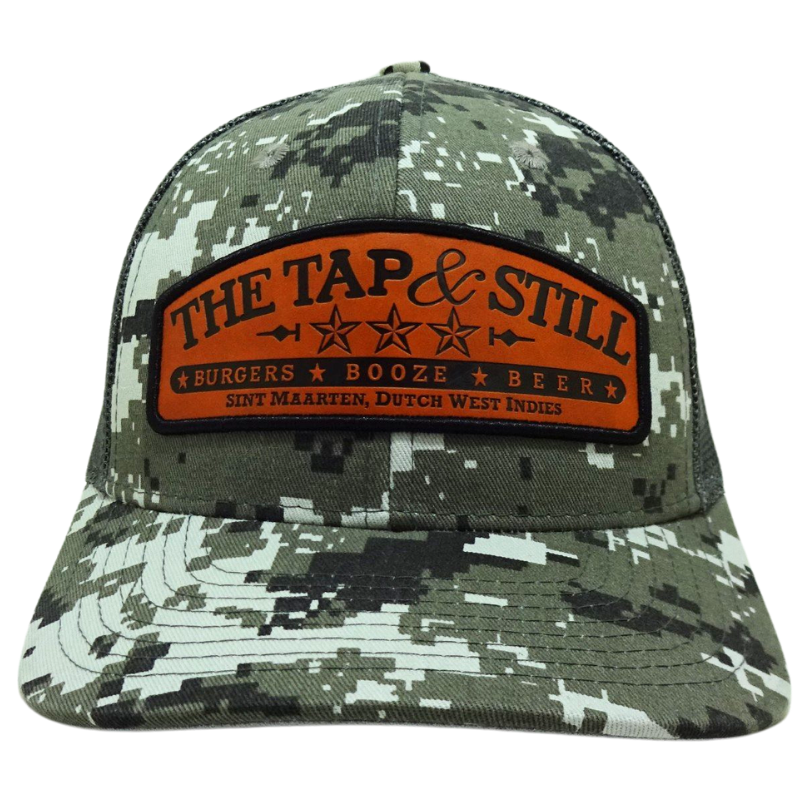 Custom Laser Leather Patch Logo Cap Camouflage Trucker Hats Streetwear Style High Quality Hat Vietnam OEM Manufacturer L01 2