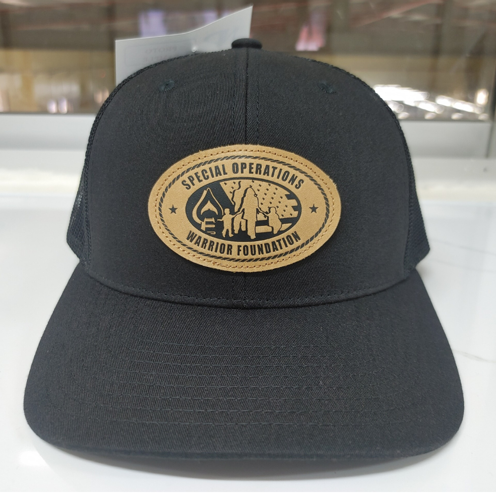 Custom Leather Logo Patch Ri 112 Trucker Hat OEM Navy Blue White Mesh and Stitching Line on Brim 2 Eyelets for Many Style Outing 7