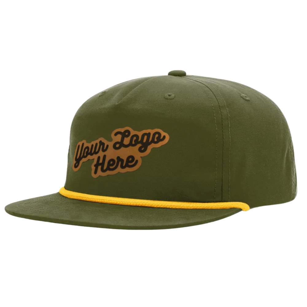 Custom Leather Logo Patches Rope Hats R 256 Flat Brim Unstructured Caps Gorras Adjustable Snapback Closure For Men Women Unisex 2