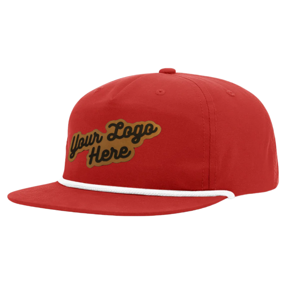 Custom Leather Logo Patches Rope Hats R 256 Flat Brim Unstructured Caps Gorras Adjustable Snapback Closure For Men Women Unisex 6