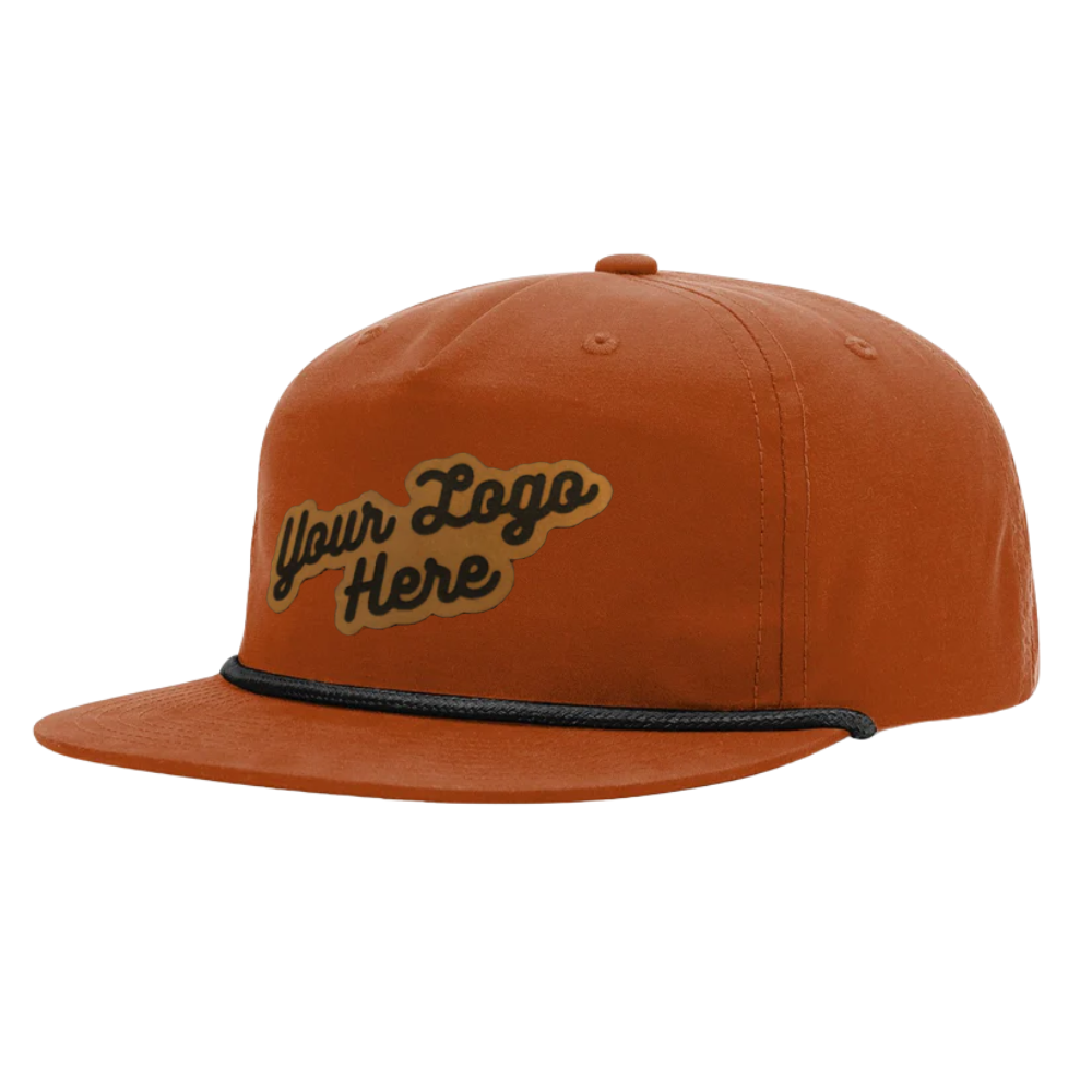 Custom Leather Logo Patches Rope Hats R 256 Flat Brim Unstructured Caps Gorras Adjustable Snapback Closure For Men Women Unisex 5