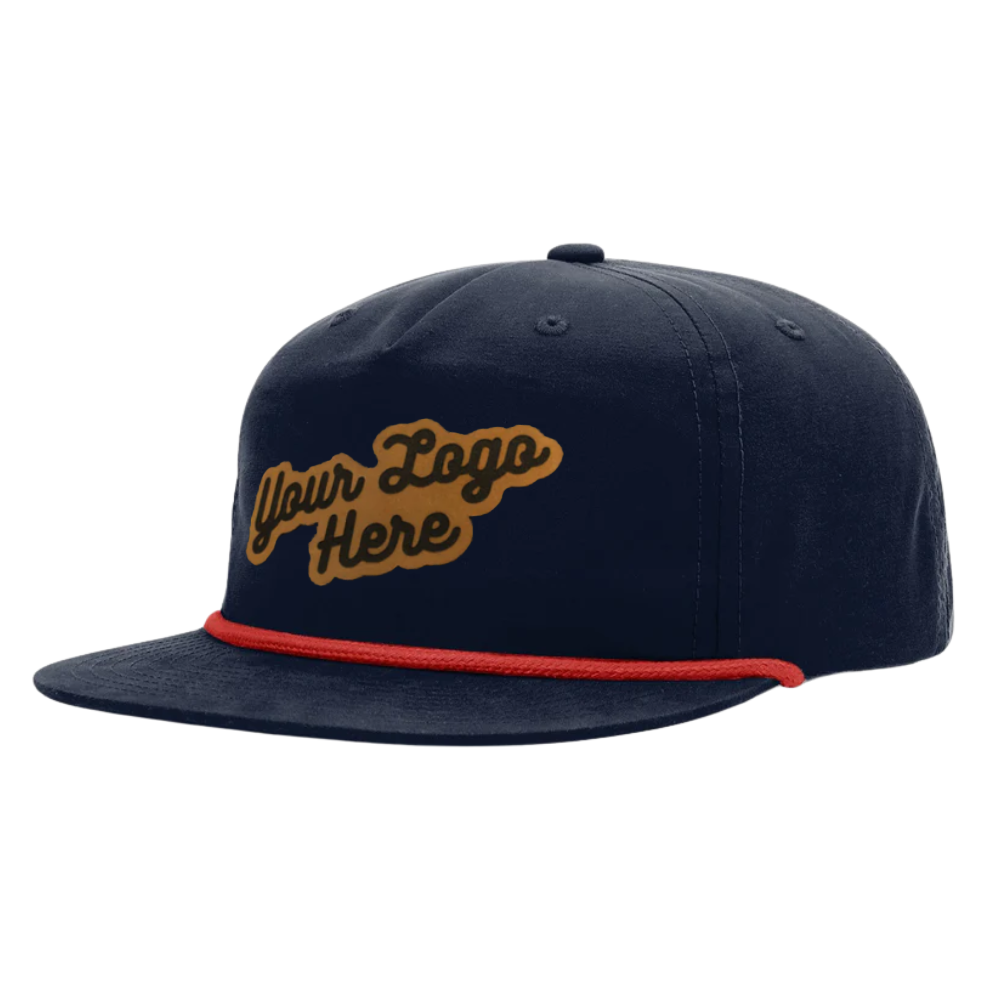 Custom Leather Logo Patches Rope Hats R 256 Flat Brim Unstructured Caps Gorras Adjustable Snapback Closure For Men Women Unisex 3