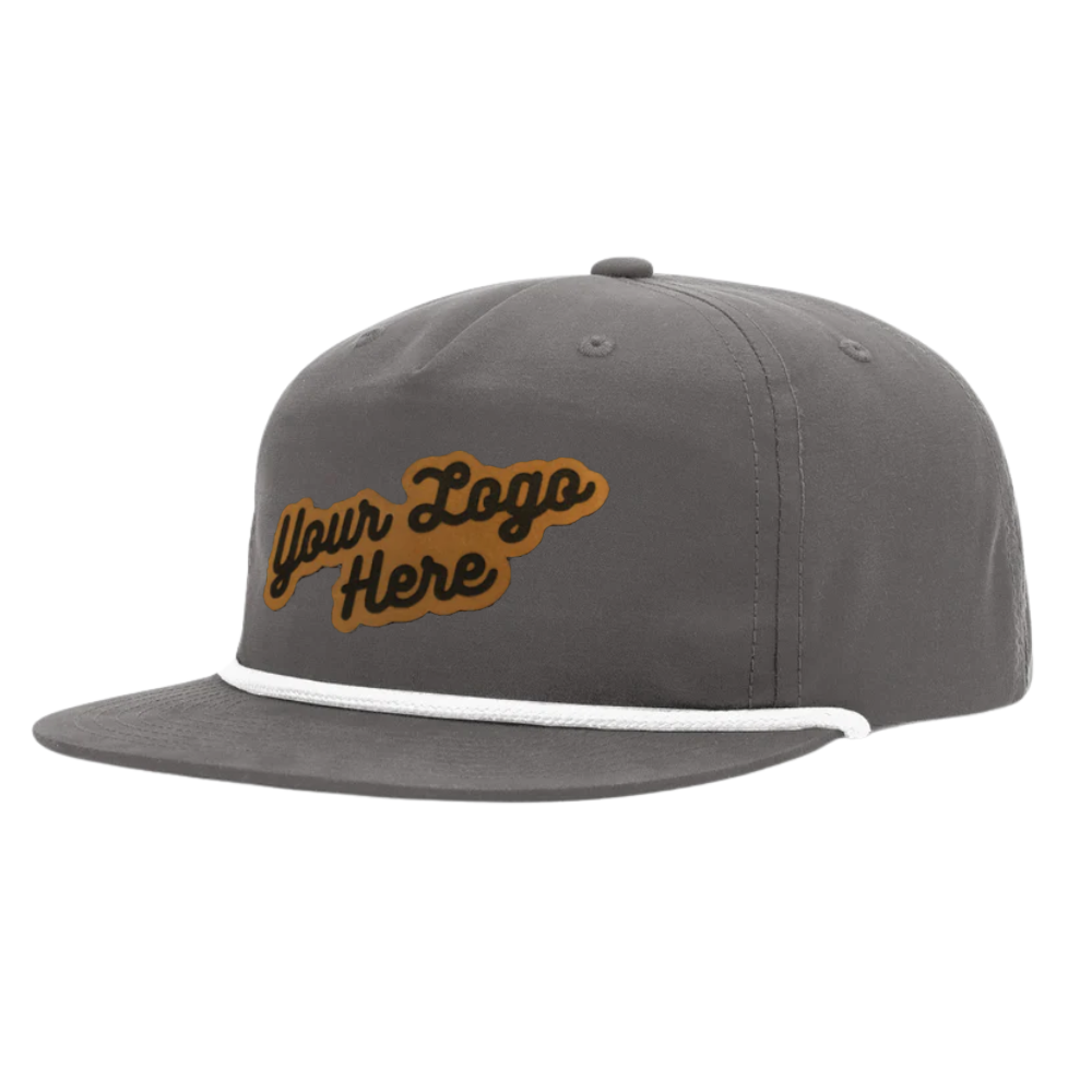 Custom Leather Logo Patches Rope Hats R 256 Flat Brim Unstructured Caps Gorras Adjustable Snapback Closure For Men Women Unisex 4