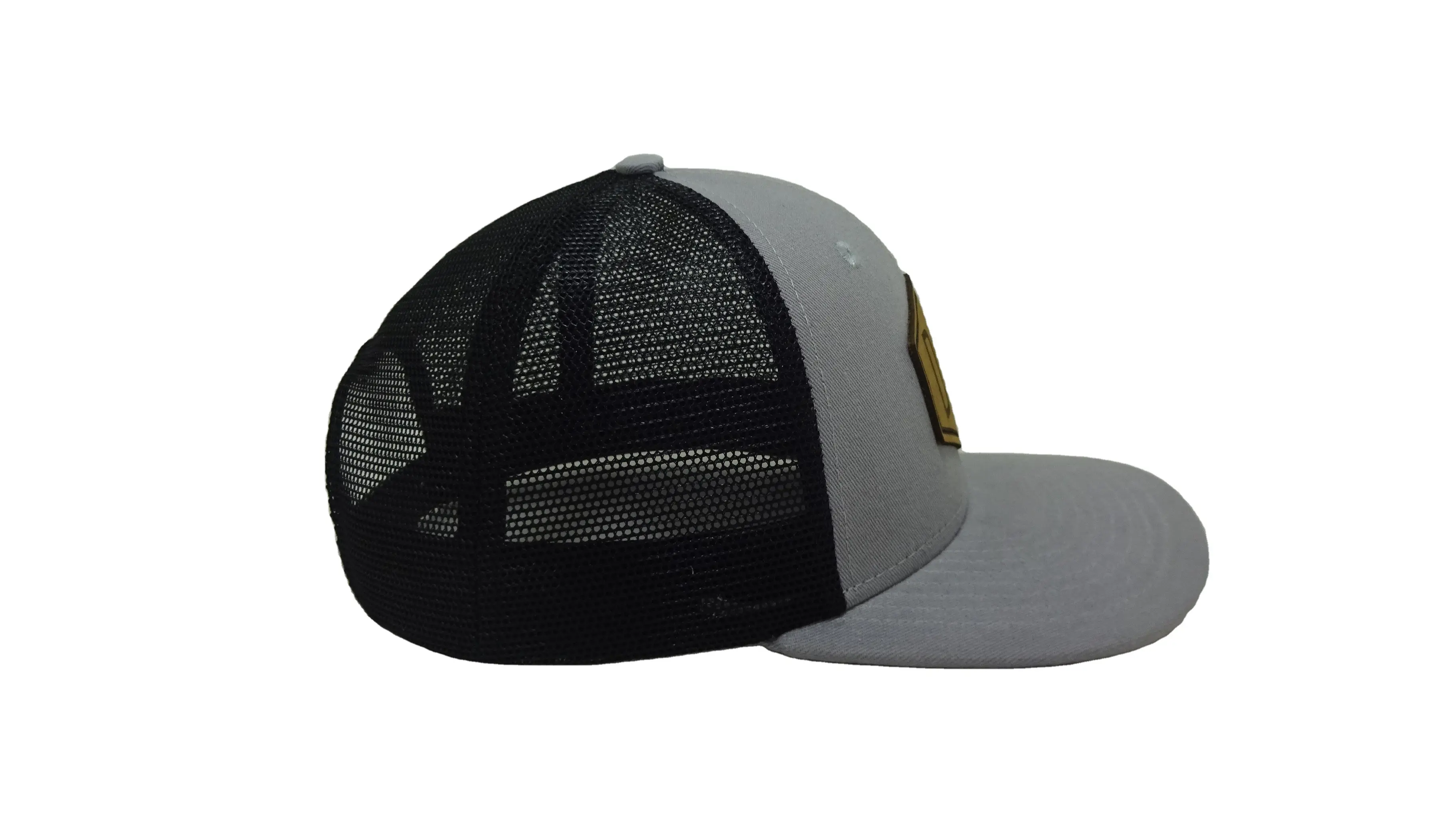 Custom Leather Patch Logo Hats High Quality Vietnam Dark Gray Trucker Caps Mesh Hats Snapback Cap 3