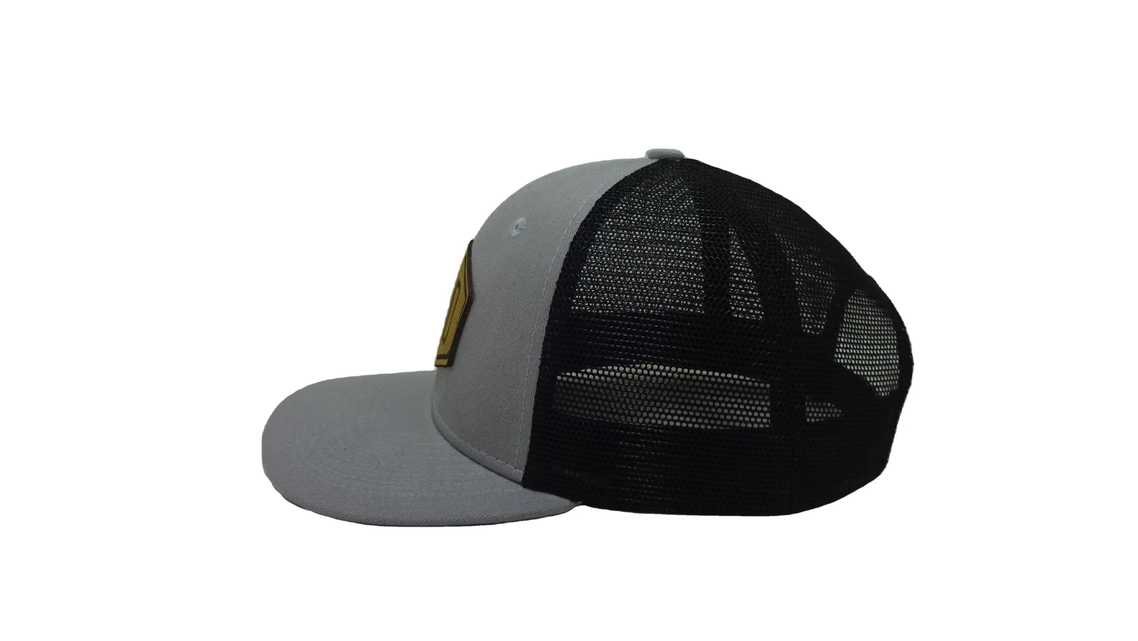 Custom Leather Patch Logo Hats High Quality Vietnam Dark Gray Trucker Caps Mesh Hats Snapback Cap 4