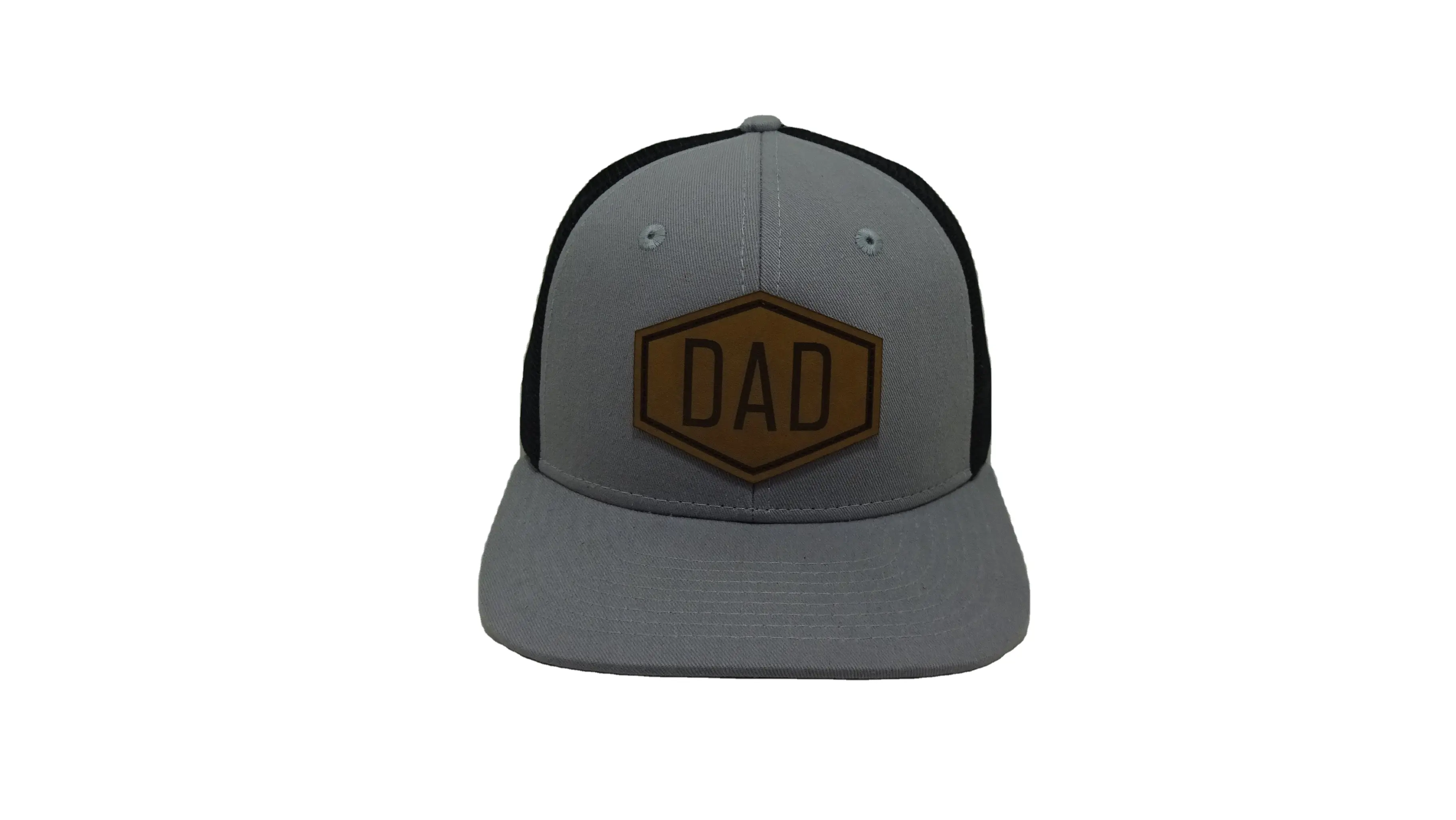Custom Leather Patch Logo Hats High Quality Vietnam Dark Gray Trucker Caps Mesh Hats Snapback Cap 2