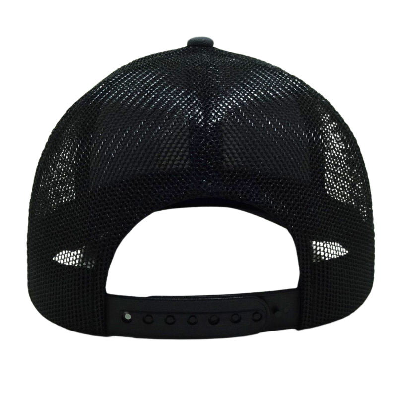 Custom Leather Patch Logo Mesh Back Trucker Hat Fashionable Snapback Adjustable 6 Panel Breathable Cap Vietnam OEM Manufacturer 6