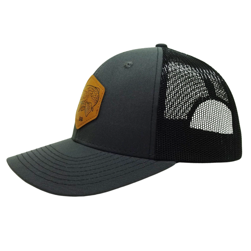 Custom Leather Patch Logo Mesh Back Trucker Hat Fashionable Snapback Adjustable 6 Panel Breathable Cap Vietnam OEM Manufacturer 4