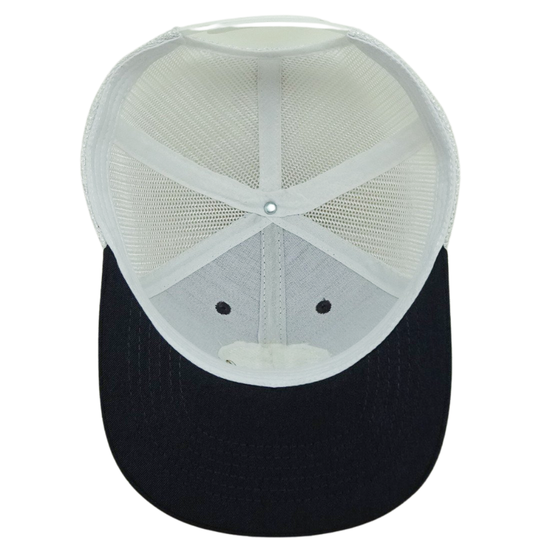 Custom Leather Patch Logo Mesh Back Trucker Hats 6 Panel Casual Style Slightly Curved Brim Caps Vietnam OEM Headwear Supplier 6