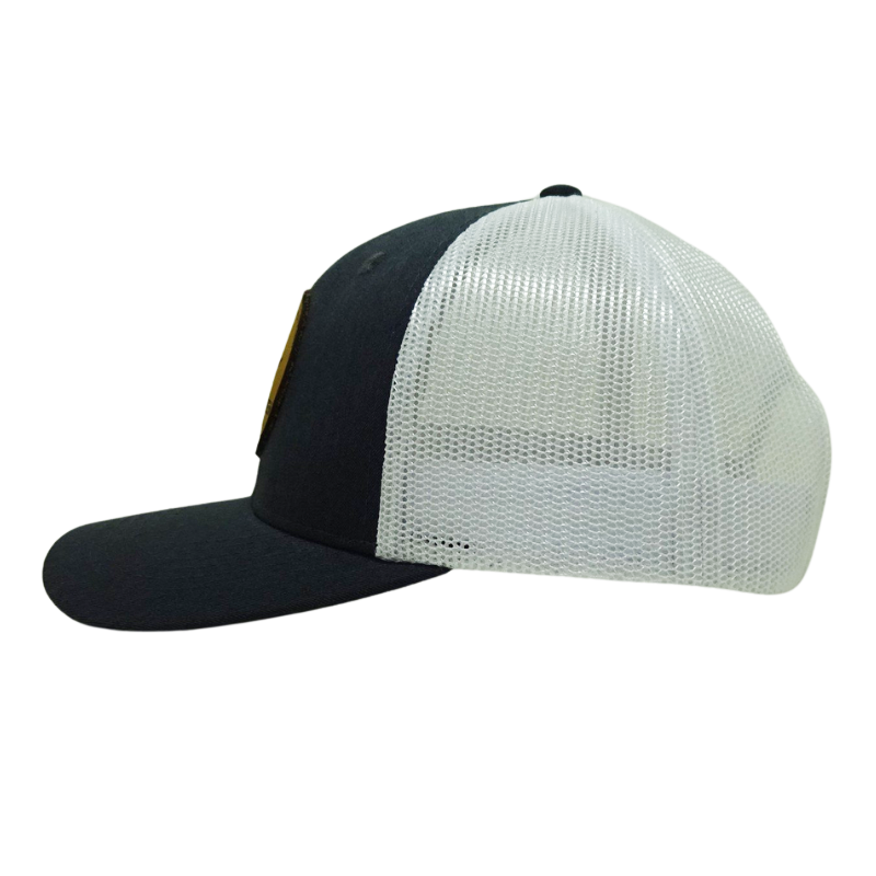 Custom Leather Patch Logo Mesh Back Trucker Hats 6 Panel Casual Style Slightly Curved Brim Caps Vietnam OEM Headwear Supplier 5