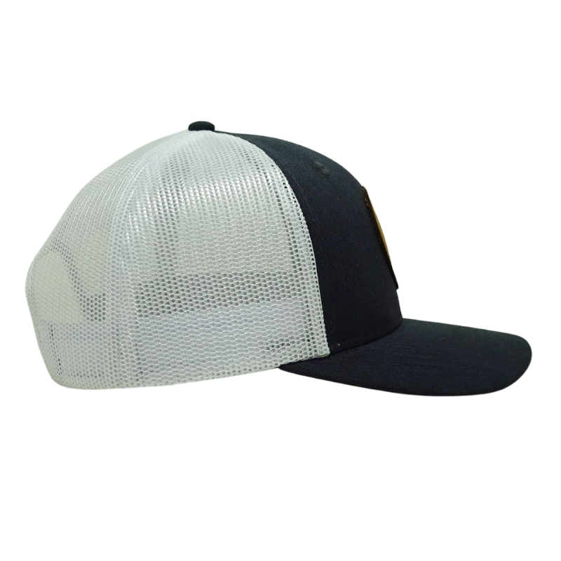 Custom Leather Patch Logo Mesh Back Trucker Hats 6 Panel Casual Style Slightly Curved Brim Caps Vietnam OEM Headwear Supplier 4