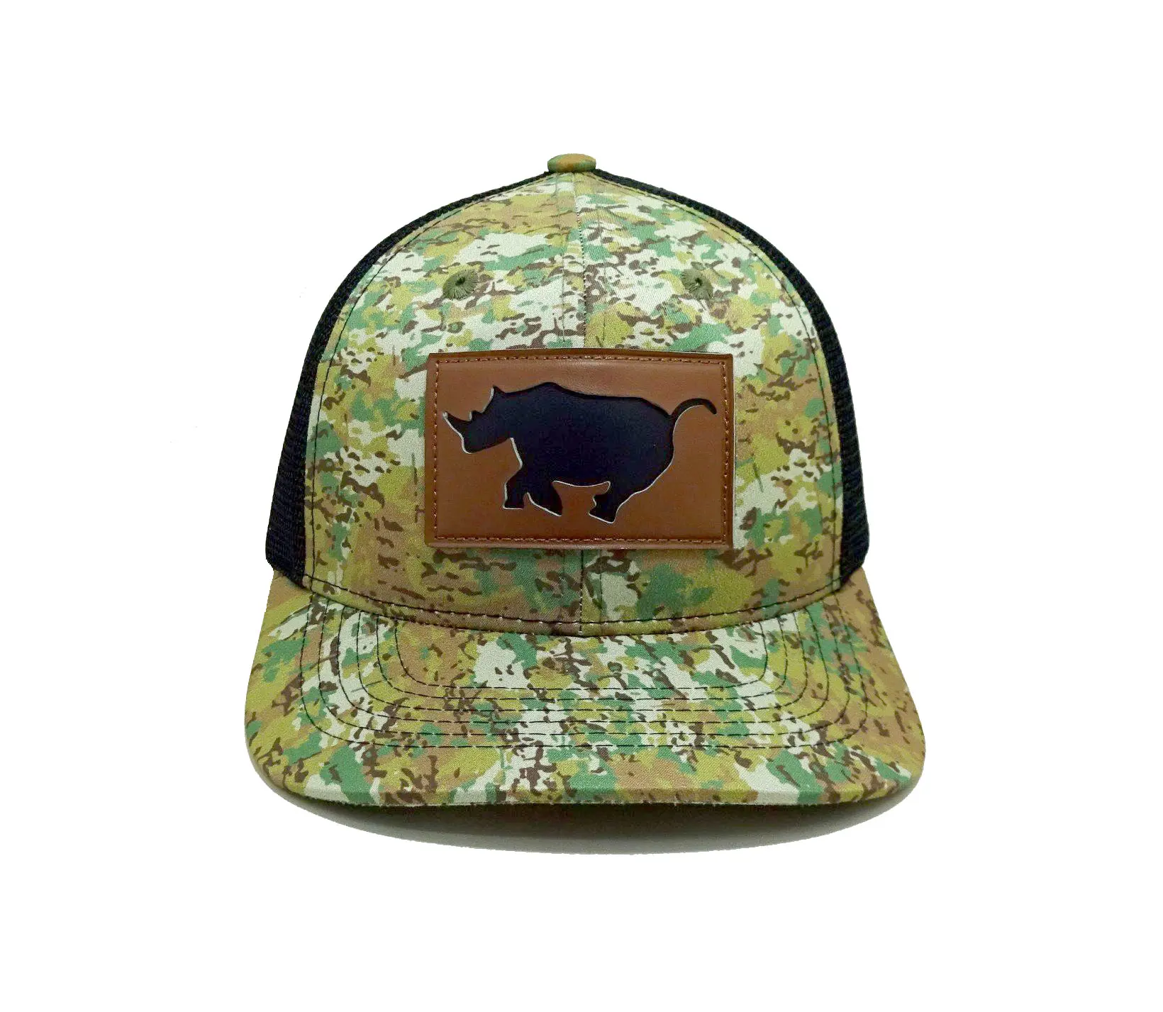 Custom Leather Patch Logo Ri 112 Cap Embroidery Logo Camo Trucker Hats Rope Promotional Camouflage Design Vietnam Factory 1