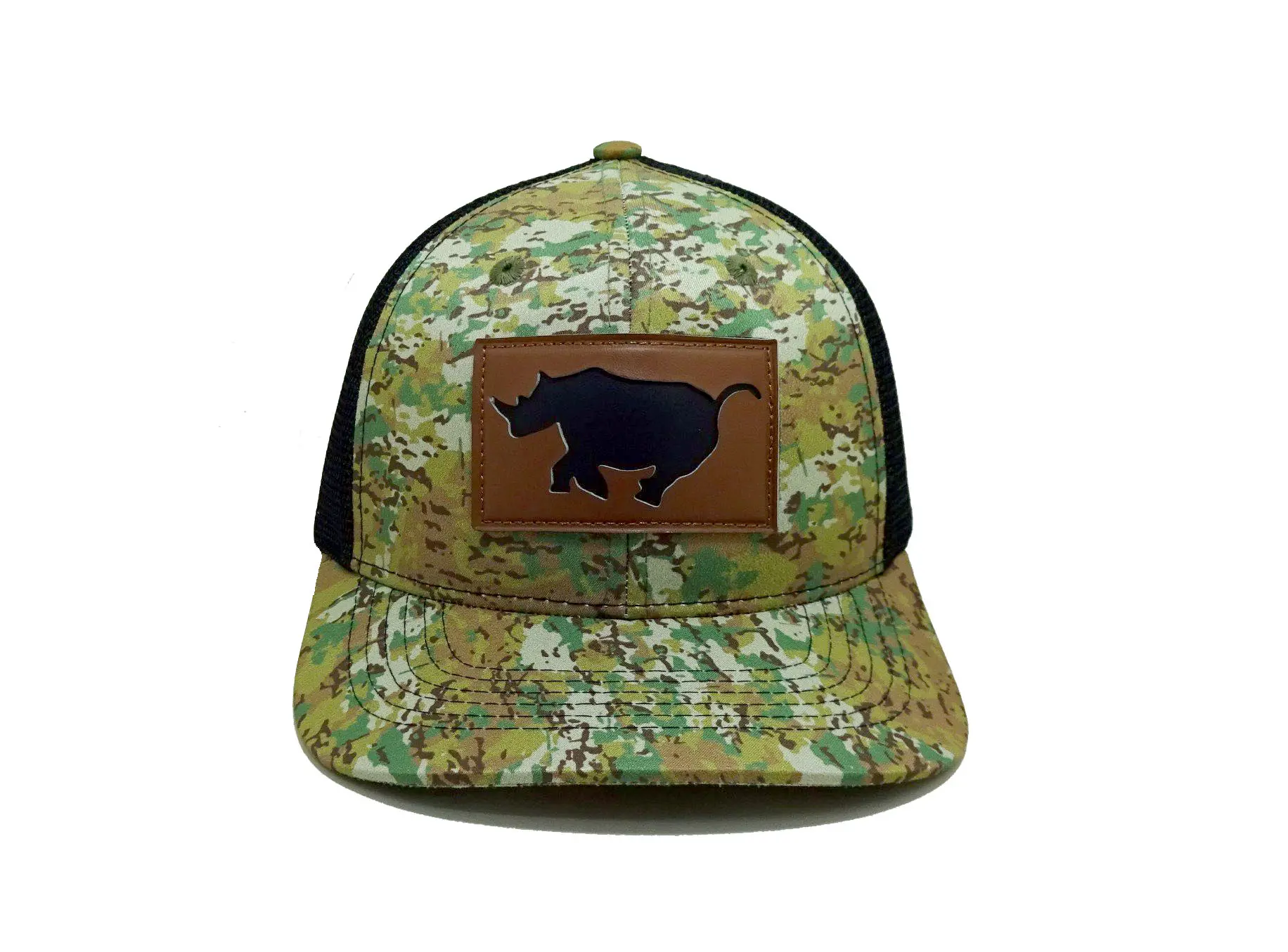 Custom Leather Patch Logo Ri 112 Cap Embroidery Logo Camo Trucker Hats Rope Promotional Camouflage Design Vietnam Factory 3