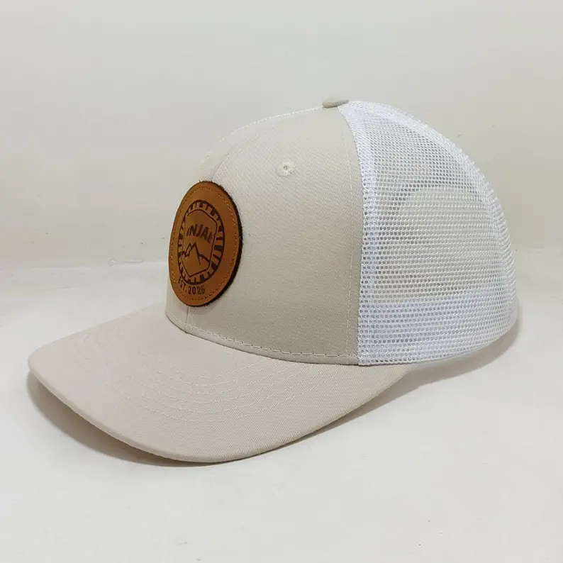 Custom Leather Patch Logo Trucker Hat Breathable Mesh Back Caps For Outdoor Hunting Style Made In Vietnam For Men Women L01 3