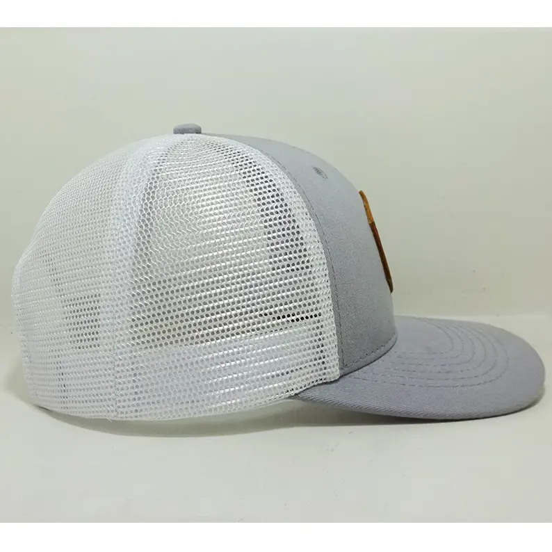 Custom Leather Patch Mesh Back Trucker Hat Outdoor Caps Design Gorras For Men Women Fishing Hunting Style Vietnam Made Casual L1 4