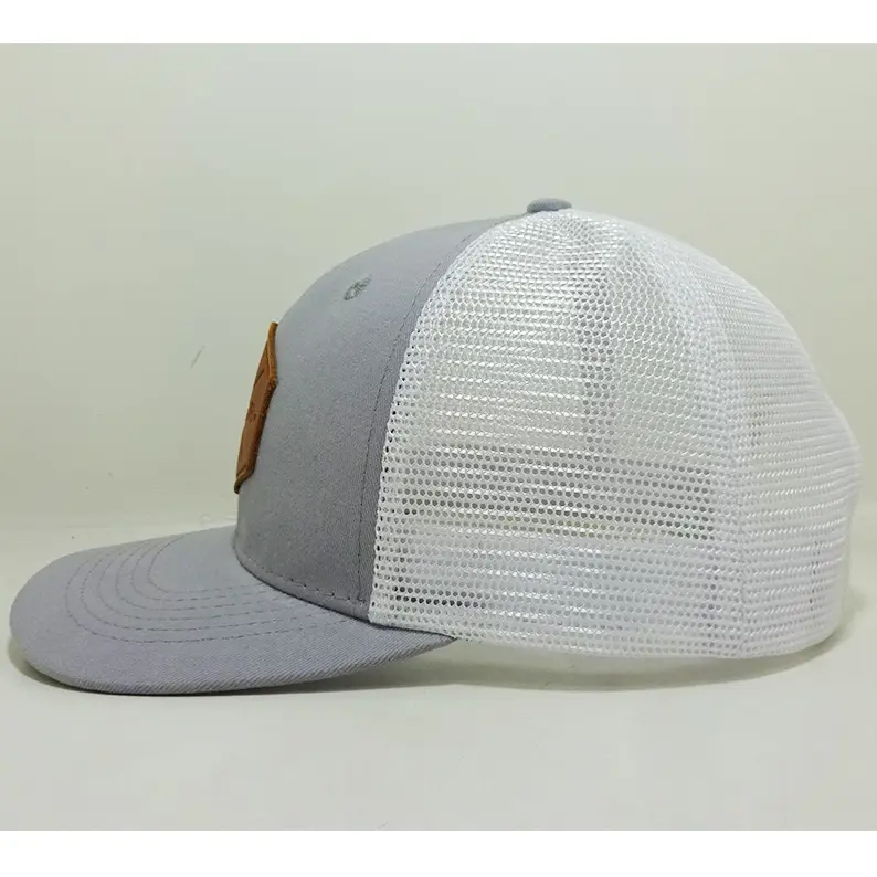 Custom Leather Patch Mesh Back Trucker Hat Outdoor Caps Design Gorras For Men Women Fishing Hunting Style Vietnam Made Casual L1 5