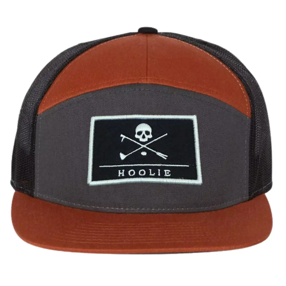Custom Logo 7 Panel Trucker Hat With Rubber/Leather/Embroidery/ Woven Patch Breathable Mesh Adjustable Single Row Buckle Unisex 2