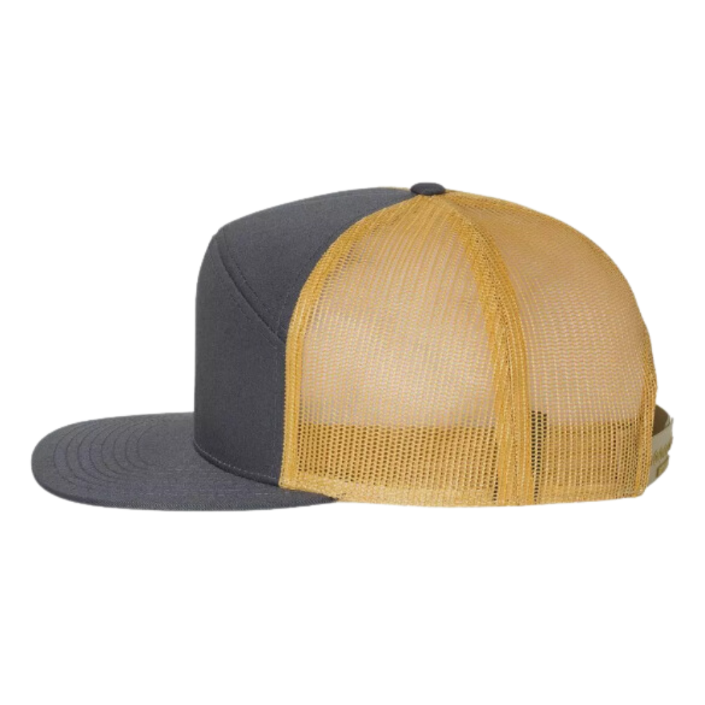 Custom Logo 7 Panel Trucker Hat With Rubber/Leather/Embroidery/ Woven Patch Breathable Mesh Adjustable Single Row Buckle Unisex 6