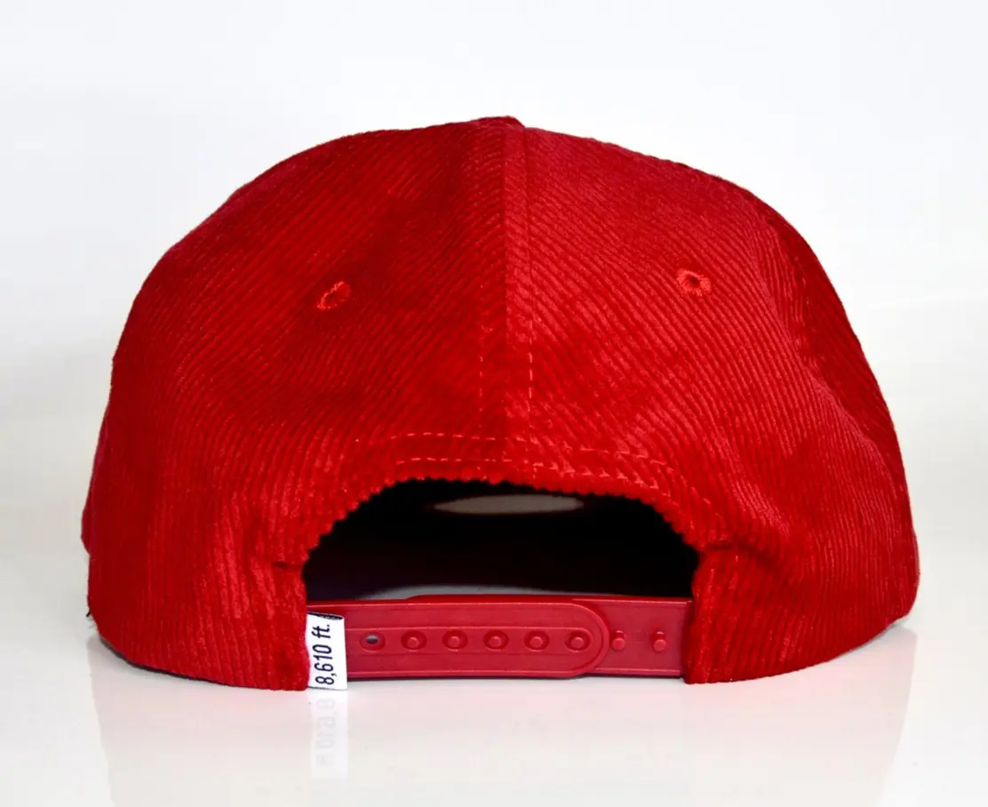 Custom Logo Baseball Caps Embroidery Corduroy Hat 5-Panel Curved Brim High Quality Red Color Low Profile Adjustable Baseball Cap 4