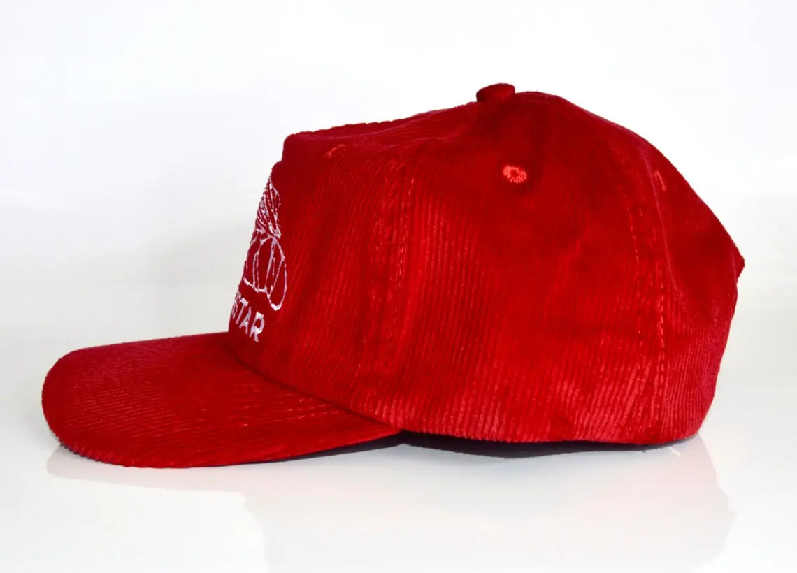Custom Logo Baseball Caps Embroidery Corduroy Hat 5-Panel Curved Brim High Quality Red Color Low Profile Adjustable Baseball Cap 3