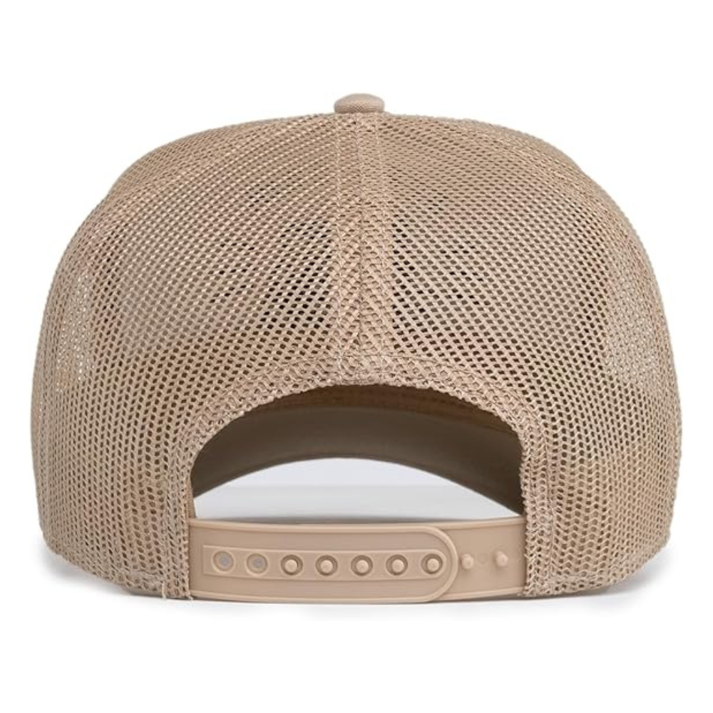 Custom Logo Mid Profile Trucker Hat 5 Panel Structured  Beige Solid Color Animal Cartoon Pattern Printed Inner Tape Snapback OEM 6