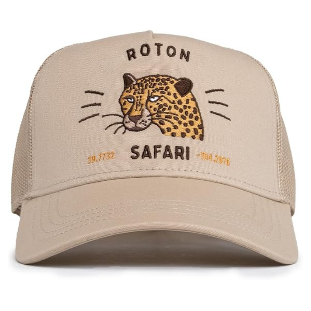 Custom Logo Mid Profile Trucker Hat 5 Panel Structured  Beige Solid Color Animal Cartoon Pattern Printed Inner Tape Snapback OEM 2