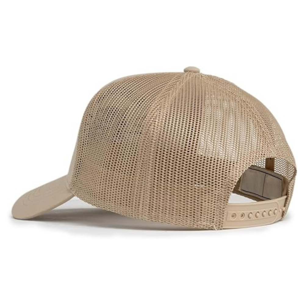 Custom Logo Mid Profile Trucker Hat 5 Panel Structured  Beige Solid Color Animal Cartoon Pattern Printed Inner Tape Snapback OEM 3