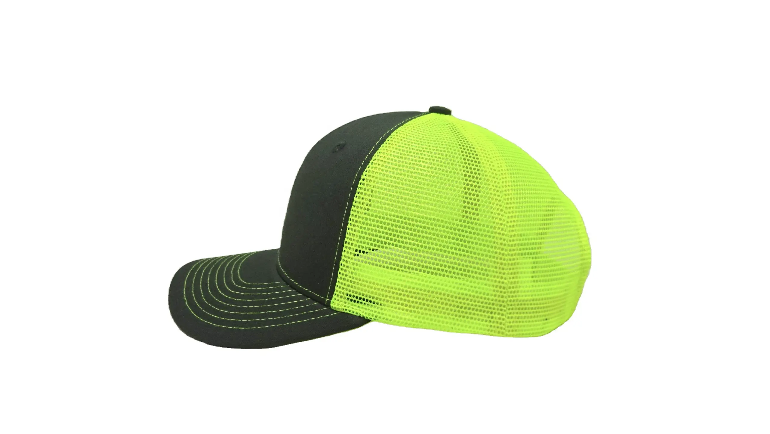 Custom Logo Neon Green Black Hats High Quality Trucker Hats Injae Vina Vietnam Brand Hats Cheap Price 5